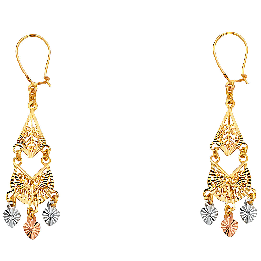 14K Yellow Gold Teardrop & Chandelier Earring - ER889