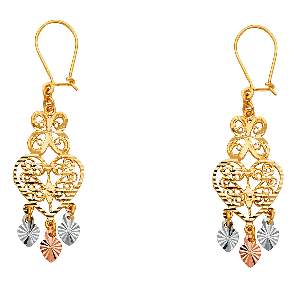14K Yellow Gold Teardrop & Chandelier Earring - ER890