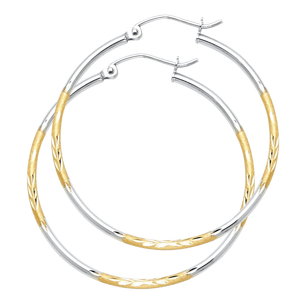 14K Yellow Gold Basic & Fancy Hoop Earring - ER918
