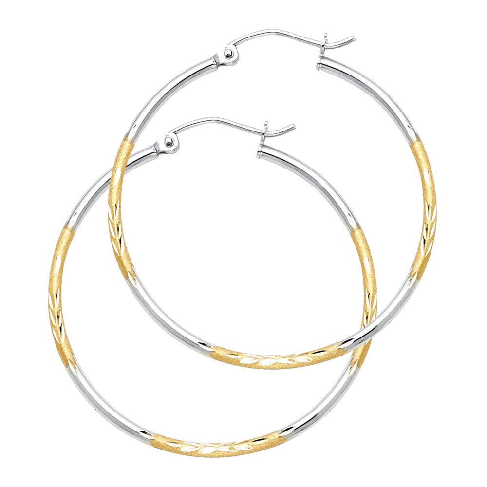 14K Yellow Gold Basic & Fancy Hoop Earring 1mm - ER919
