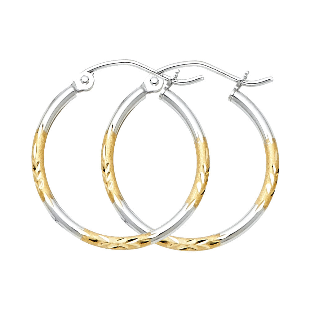 14K Yellow Gold Basic & Fancy Hoop Earring - ER920