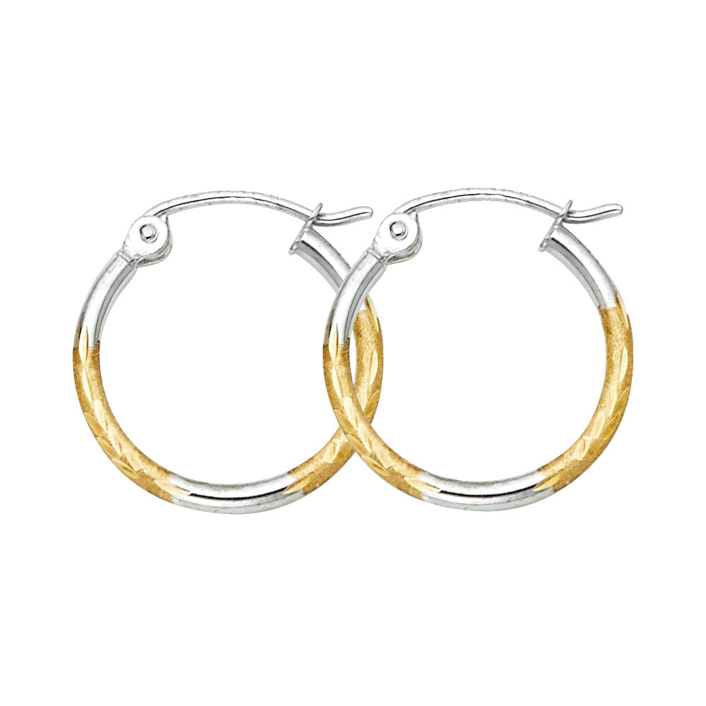 14K Yellow Gold Basic & Fancy Hoop Earring - ER921