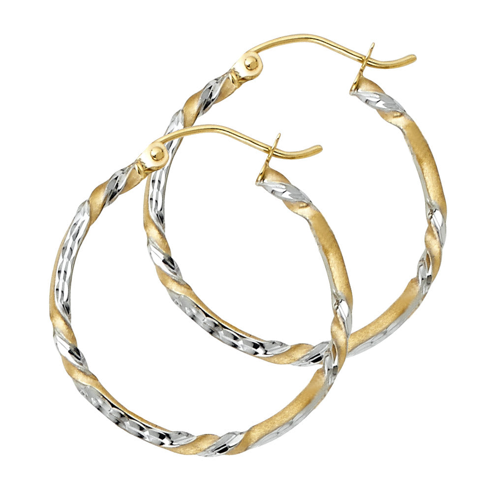14K Yellow Gold Basic & Fancy Hoop Earring - ER924