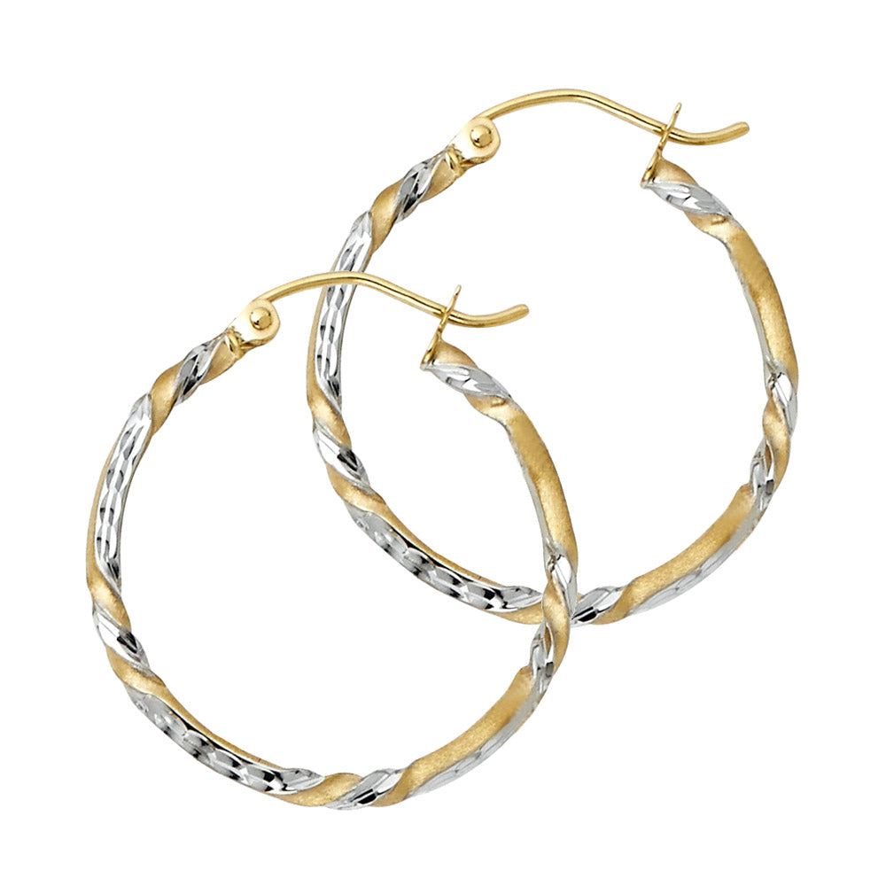 14K Yellow Gold Basic & Fancy Hoop Earring - ER925