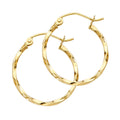 14K Yellow Gold Basic & Fancy Hoop Earring - ER929