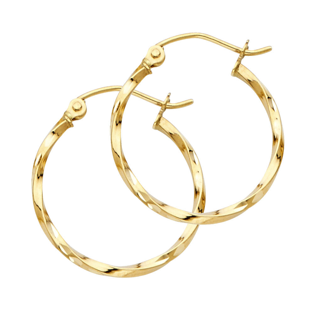 14K Yellow Gold Basic & Fancy Hoop Earring - ER929