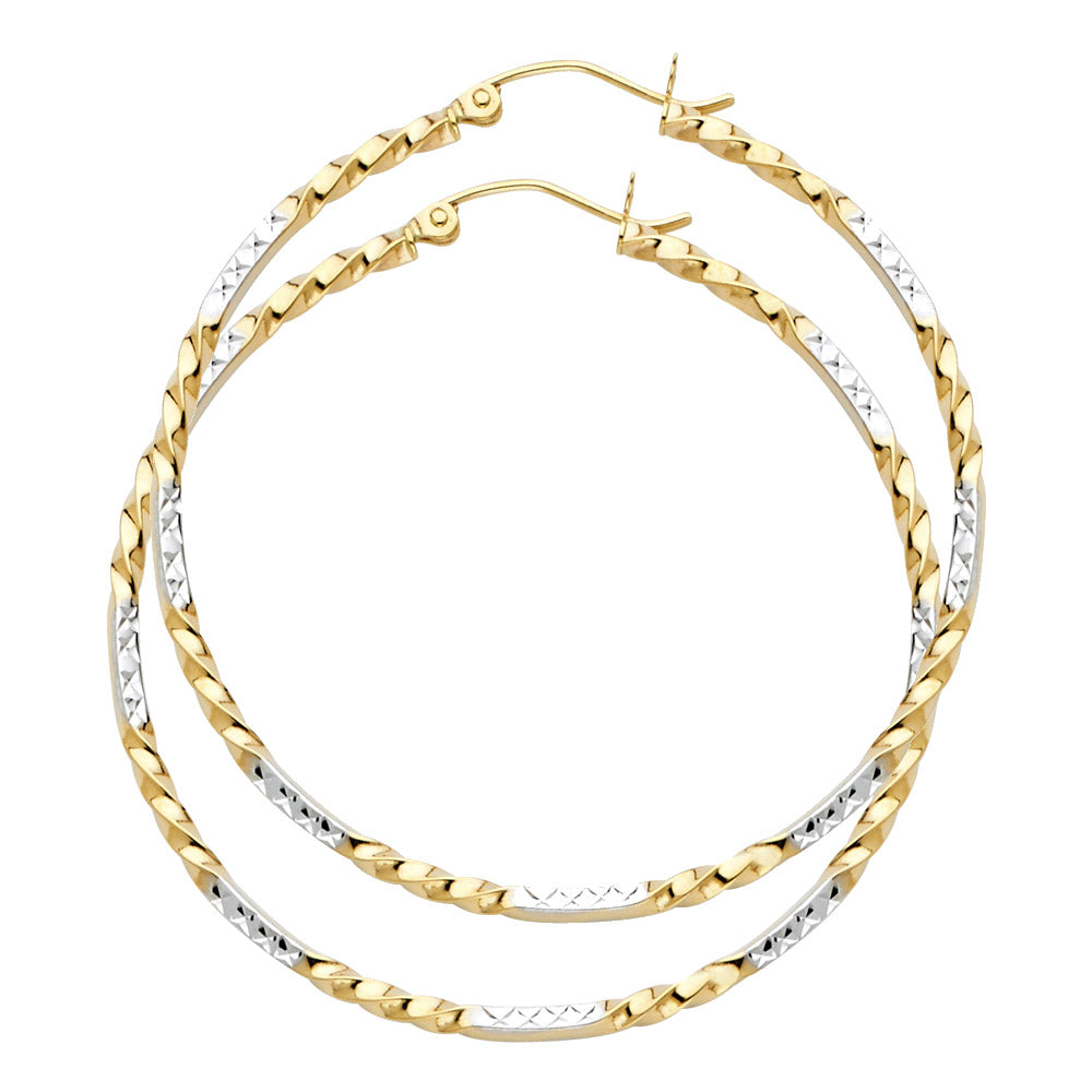 14K Yellow Gold Basic & Fancy Hoop Earring 1.5mm - ER931