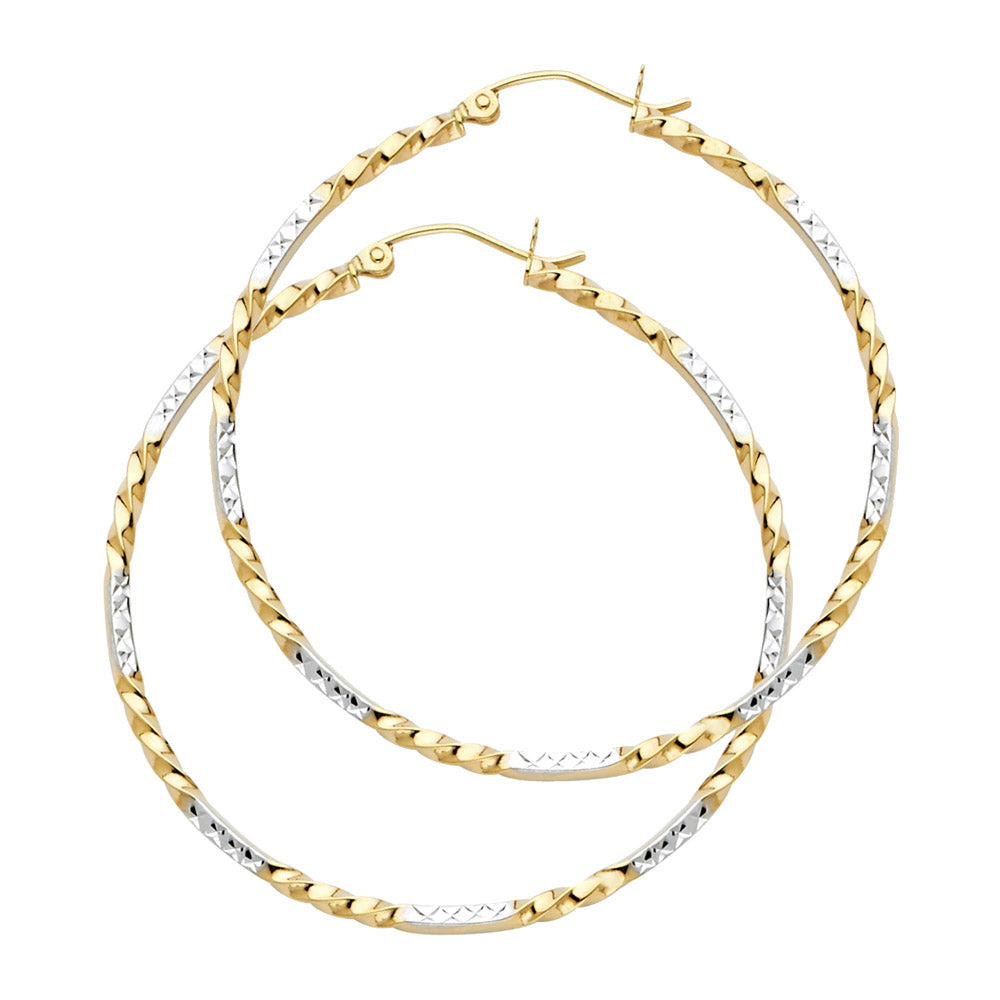 14K Yellow Gold Basic & Fancy Hoop Earring - ER932