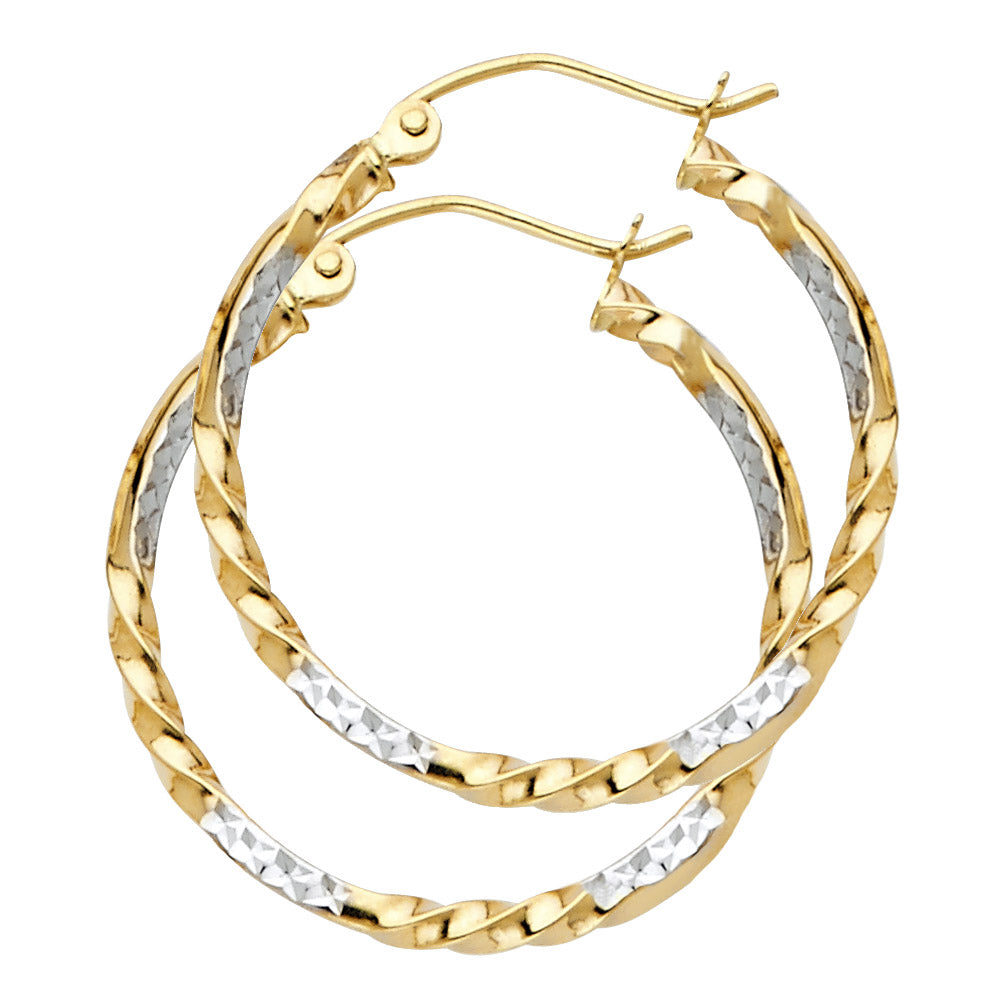 14K Yellow Gold Basic & Fancy Hoop Earring - ER933