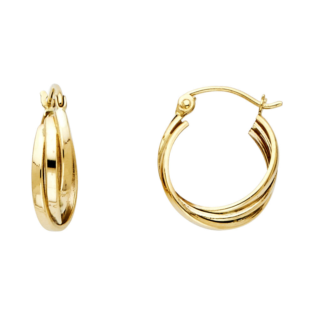 14K Tri Color Ball, 3 Color & Fancy Earring - ER935