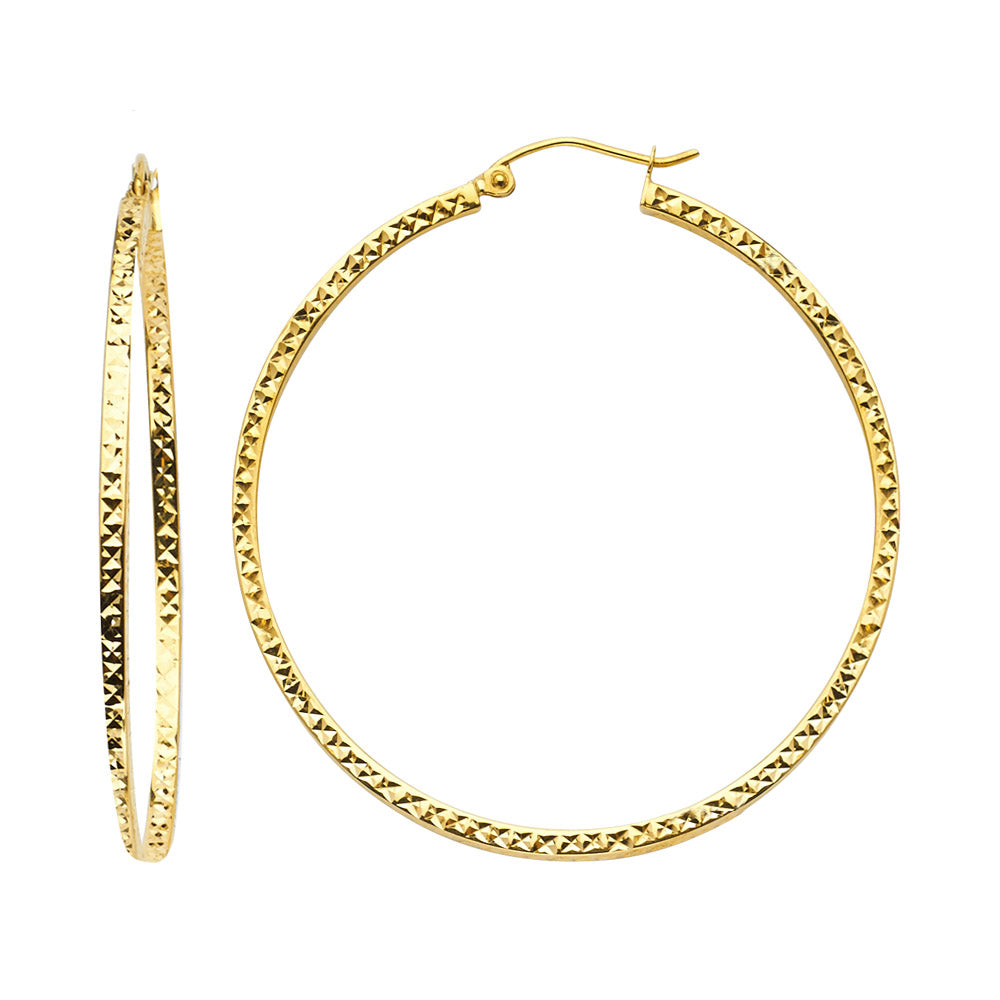 14K Yellow Gold Basic & Fancy Hoop Earring - ER937