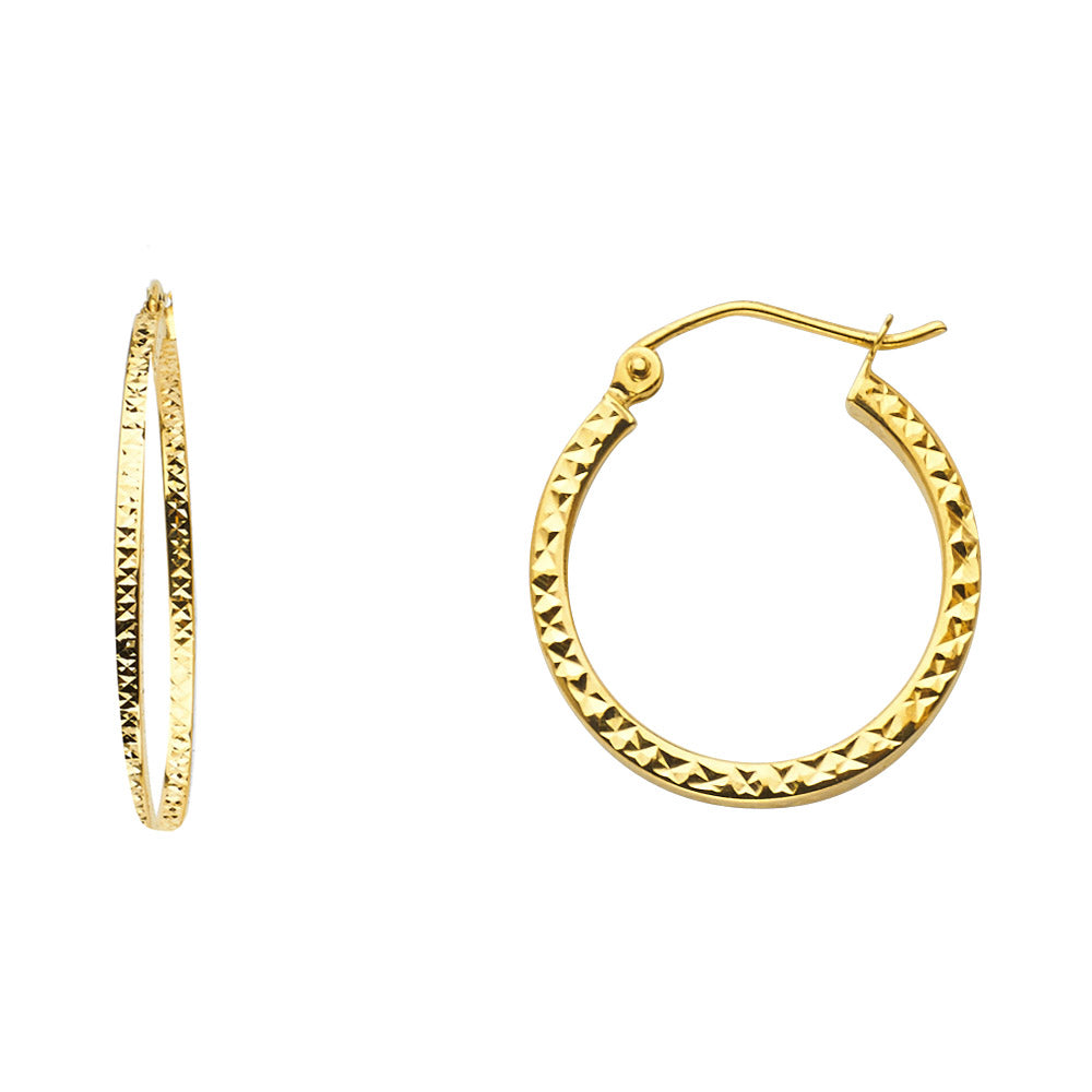 14K Yellow Gold Basic & Fancy Hoop Earring - ER940