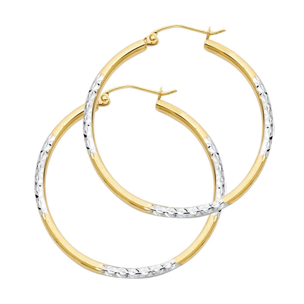 14K Yellow Gold Basic & Fancy Hoop Earring - ER950