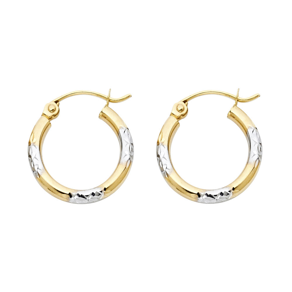 14K Yellow Gold Basic & Fancy Hoop Earring - ER953