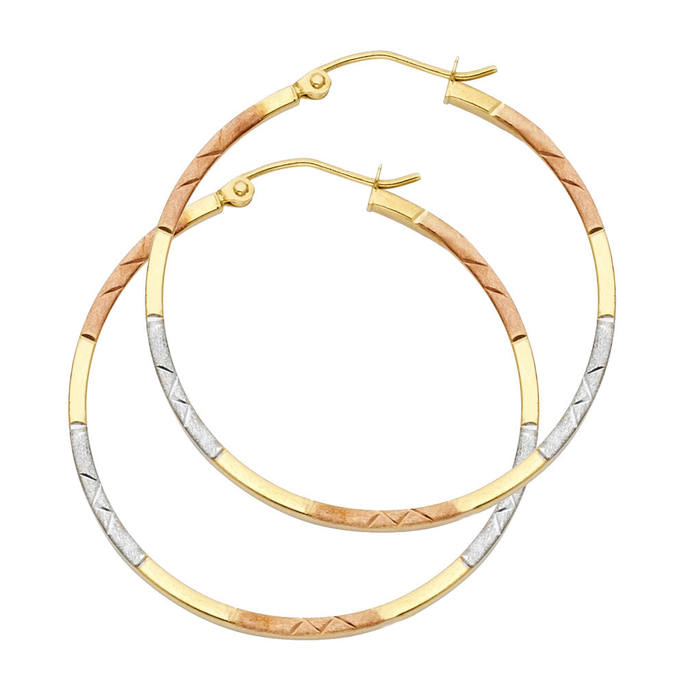14K Yellow Gold Basic & Fancy Hoop Earring 2mm - ER957