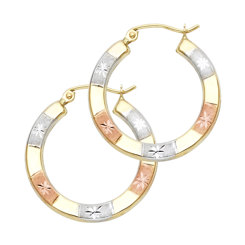 14K Yellow Gold Basic & Fancy Hoop Earring - ER961