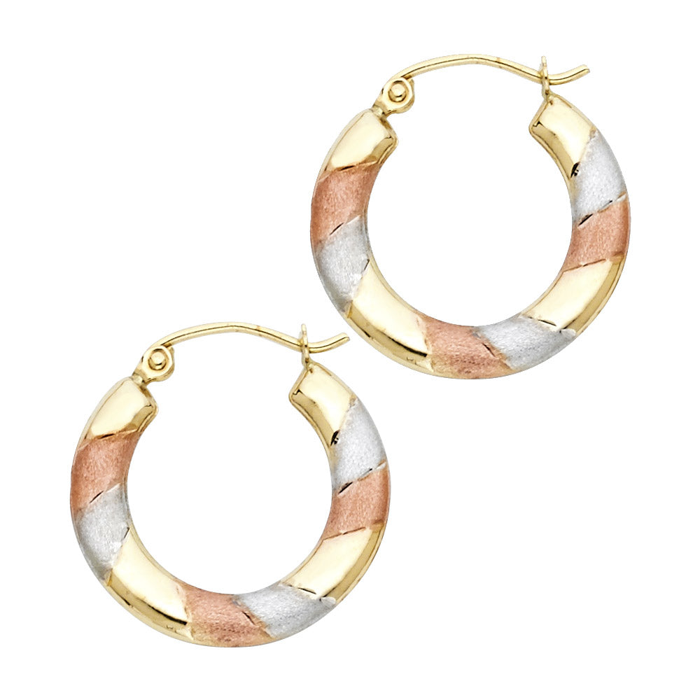 14K Yellow Gold Basic & Fancy Hoop Earring - ER962