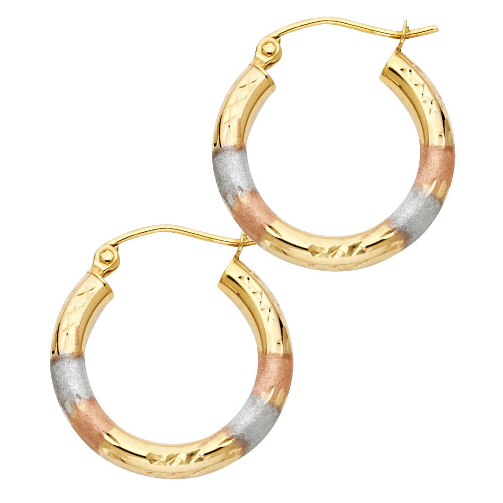 14K Yellow Gold Basic & Fancy Hoop Earring - ER963