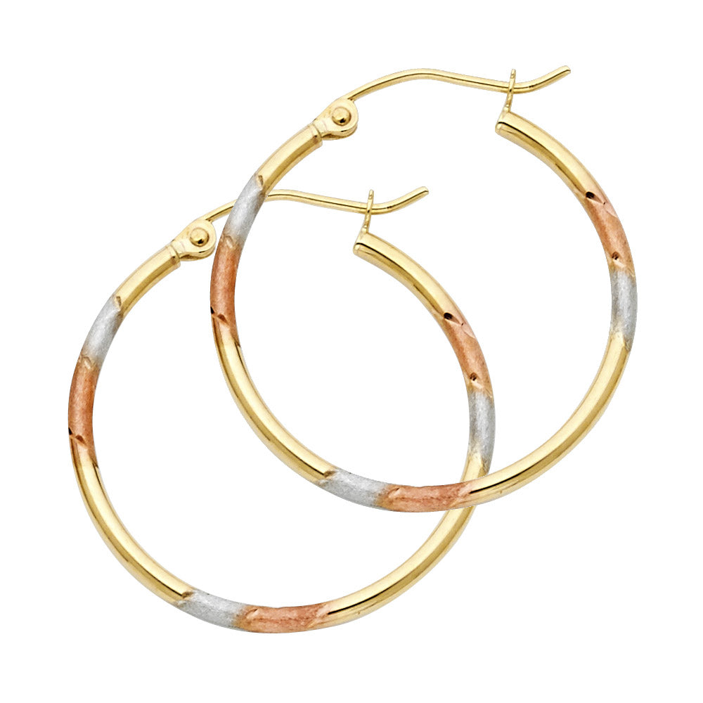 14K Yellow Gold Basic & Fancy Hoop Earring - ER964
