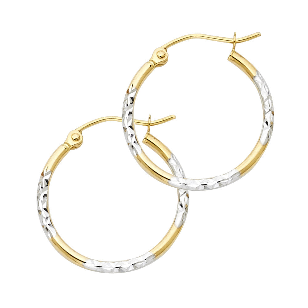 14K Yellow Gold Basic & Fancy Hoop Earring - ER965