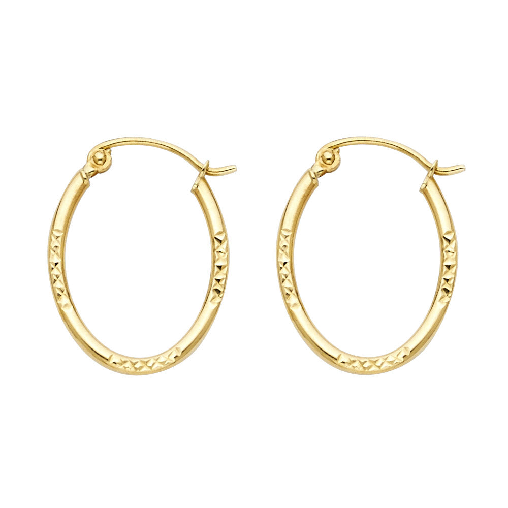 14K Yellow Gold Basic & Fancy Hoop Earring - ER968