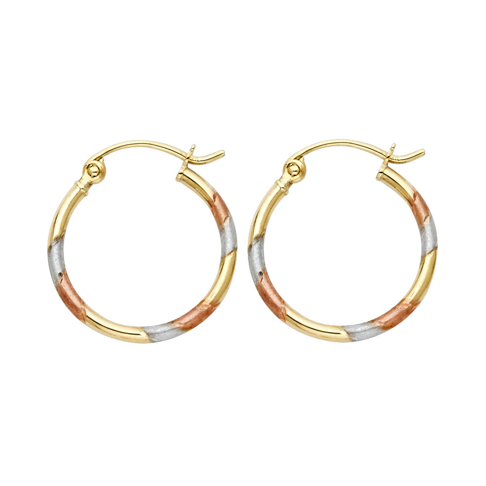 14K Yellow Gold Basic & Fancy Hoop Earring - ER969