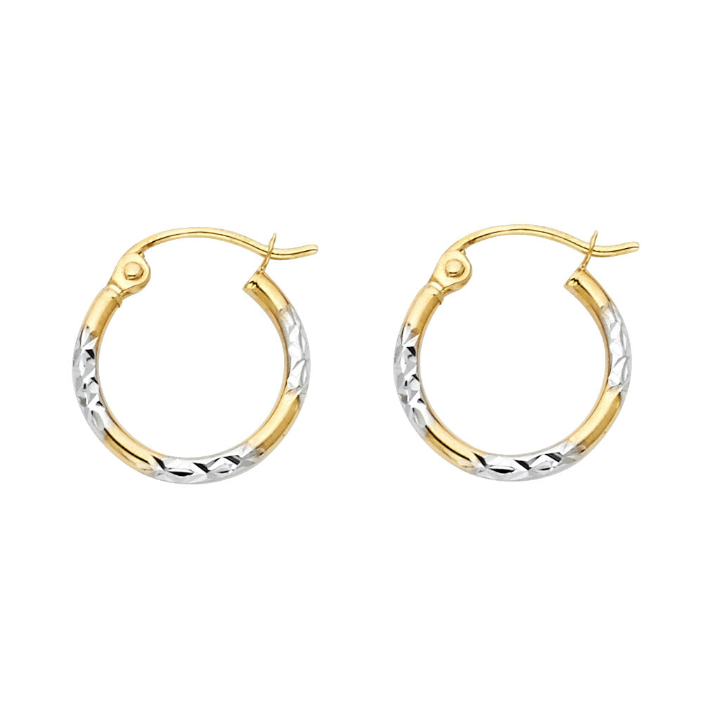 14K Yellow Gold Basic & Fancy Hoop Earring - ER971