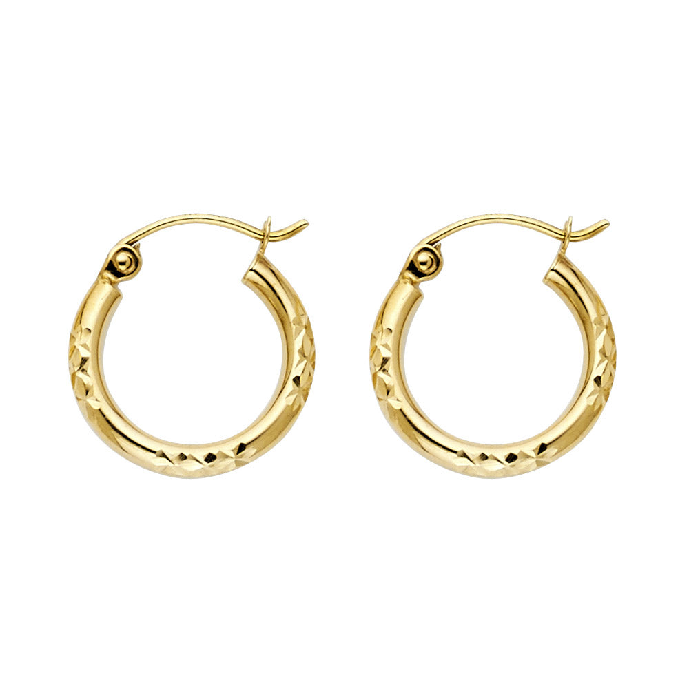 14K Yellow Gold Basic & Fancy Hoop Earring - ER974