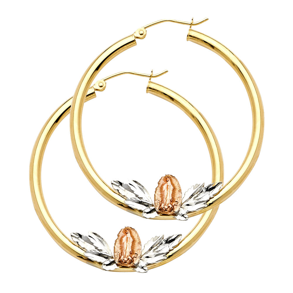 14K Yellow Gold Ball, 3 Color & Fancy Earring - ER975