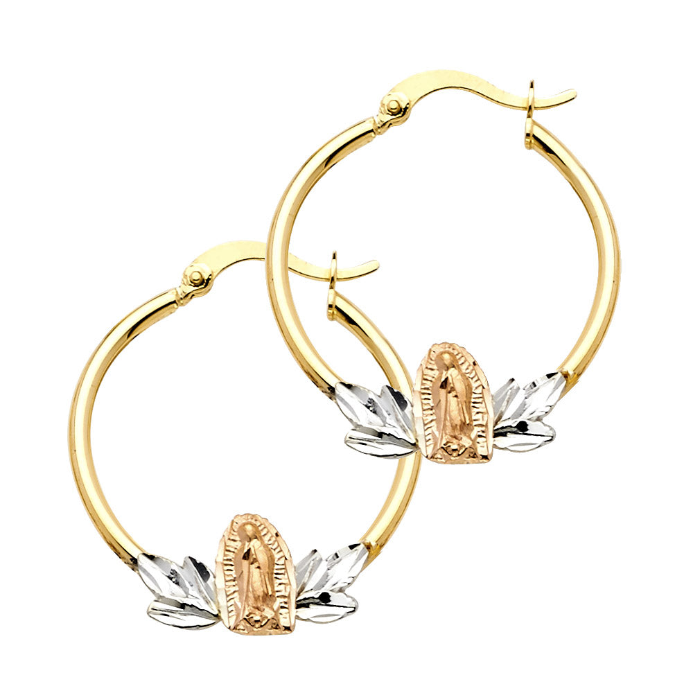 14K Yellow Gold Ball, 3 Color & Fancy Earring - ER977