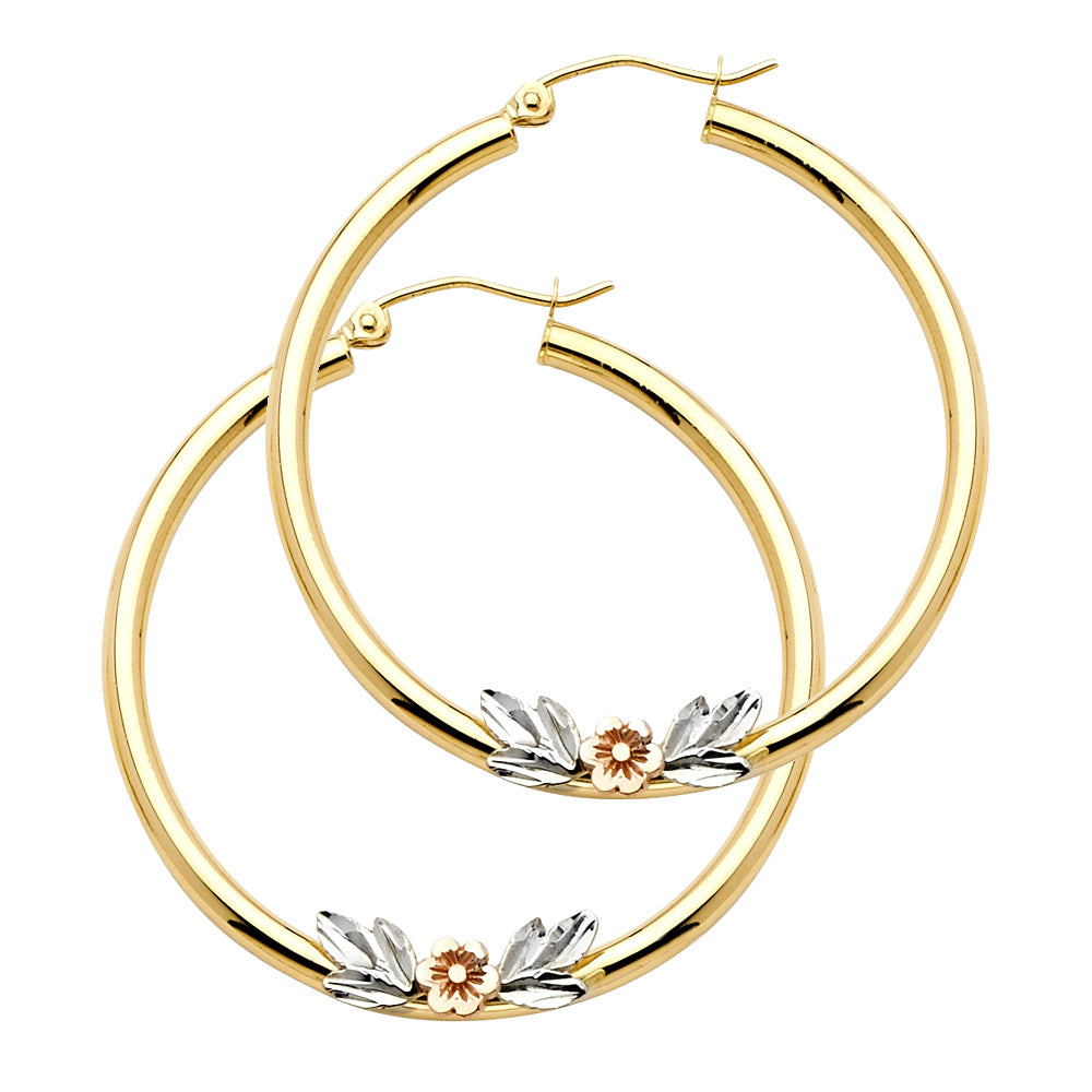 14K Yellow Gold Ball, 3 Color & Fancy Earring - ER979