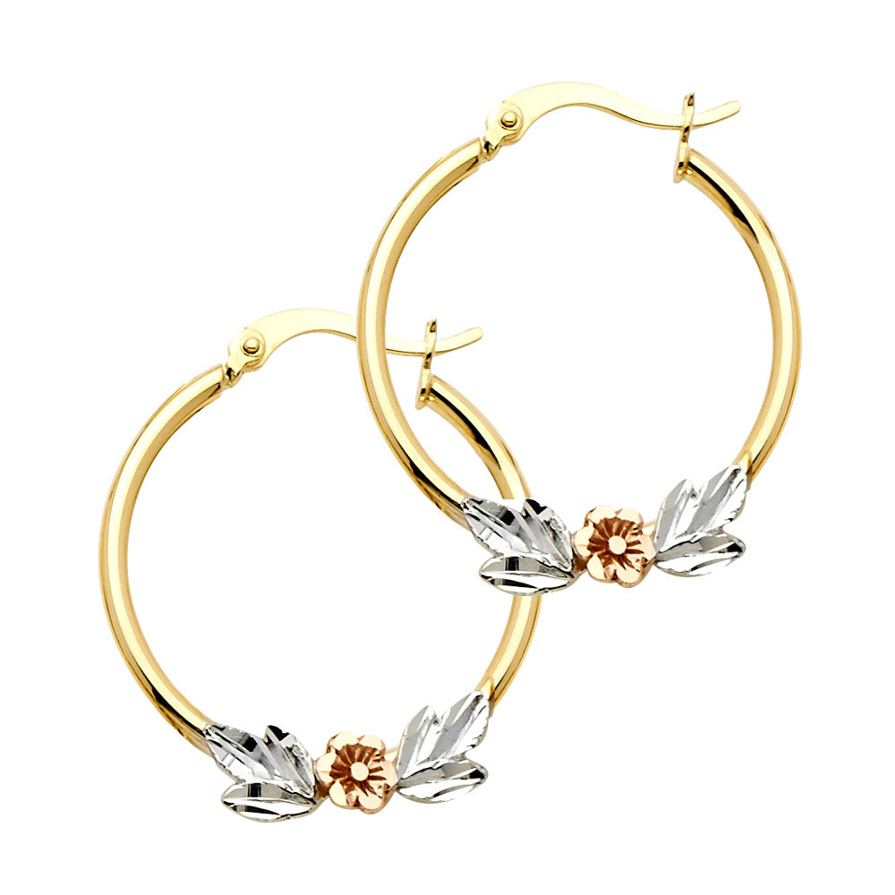 14K Yellow Gold Ball, 3 Color & Fancy Earring - ER981