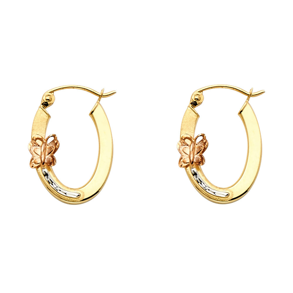 14K Yellow Gold Ball, 3 Color & Fancy Earring - ER986