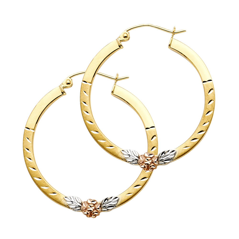 14K Yellow Gold Ball, 3 Color & Fancy Earring - ER987