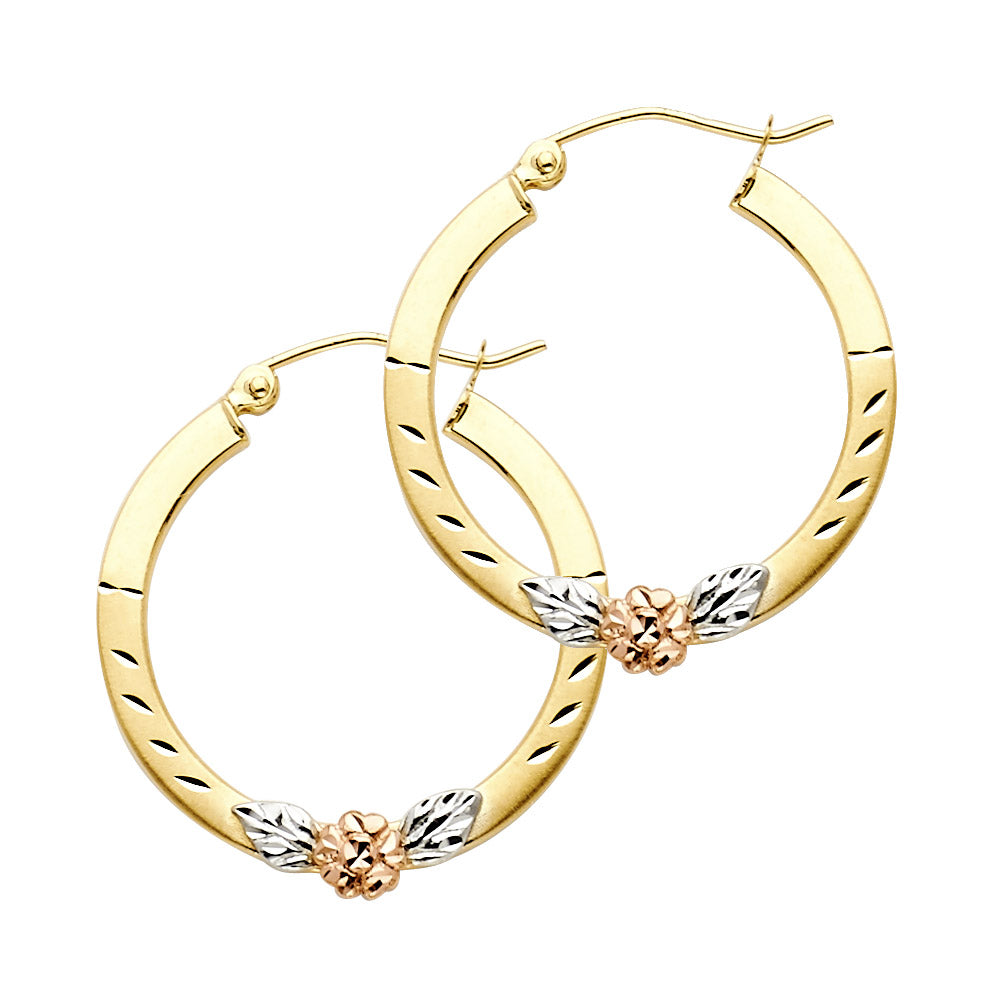 14K Yellow Gold Ball, 3 Color & Fancy Earring - ER988