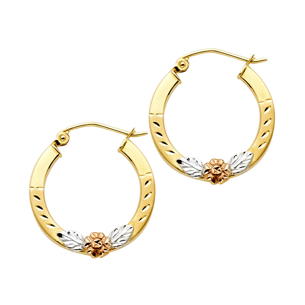 14K Yellow Gold Ball, 3 Color & Fancy Earring - ER989