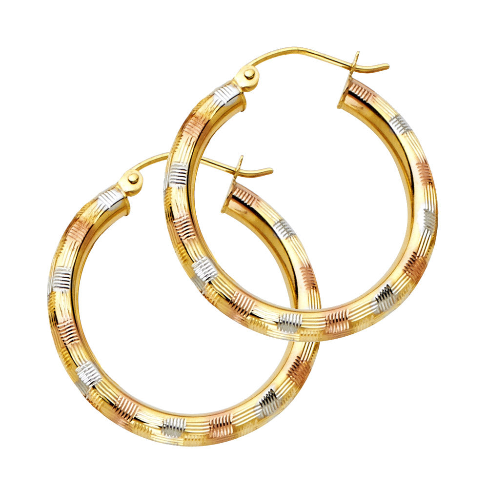 14K Yellow Gold Basic & Fancy Hoop Earring - ER1010