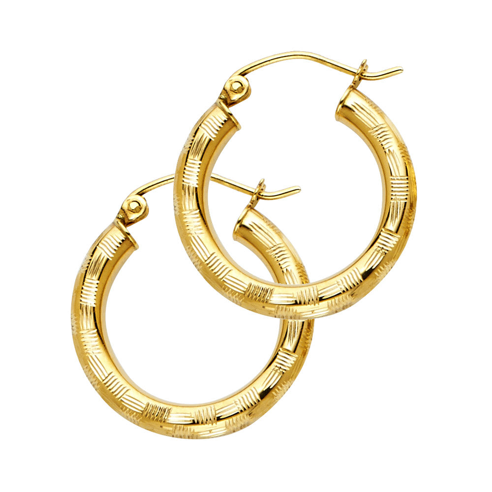 14K Yellow Gold Basic & Fancy Hoop Earring - ER1012