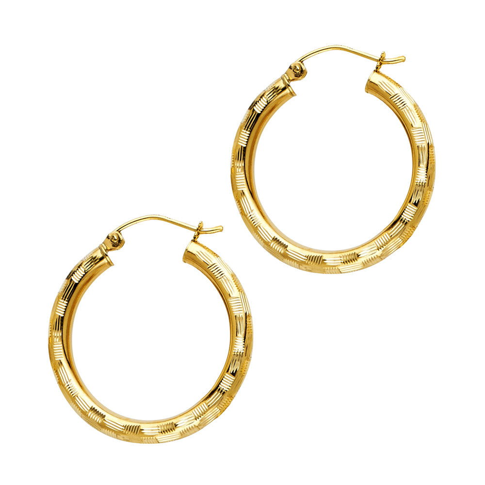 14K Yellow Gold Basic & Fancy Hoop Earring - ER1013