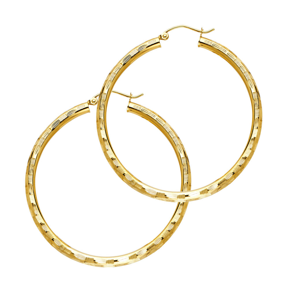 14K Yellow Gold Basic & Fancy Hoop Earring - ER1014