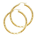 14K Yellow Gold Basic & Fancy Hoop Earring - ER1015