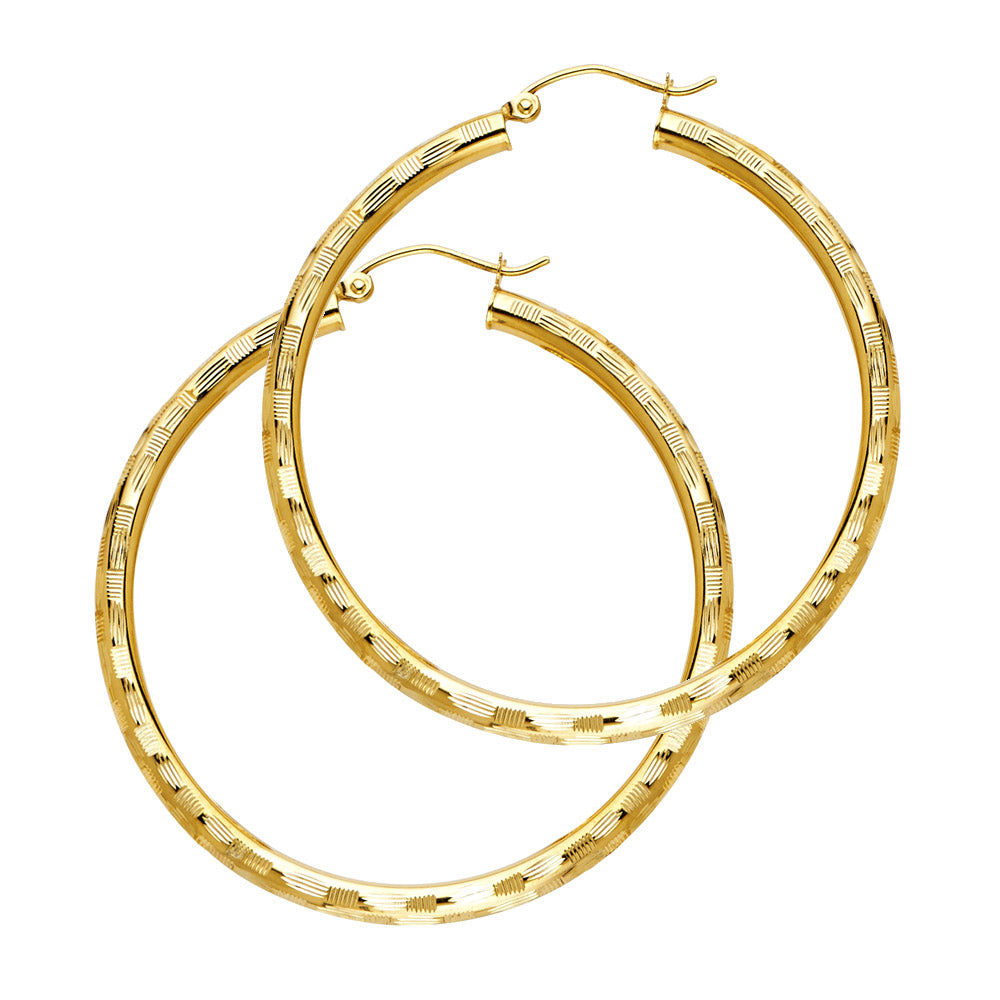 14K Yellow Gold Basic & Fancy Hoop Earring - ER1015