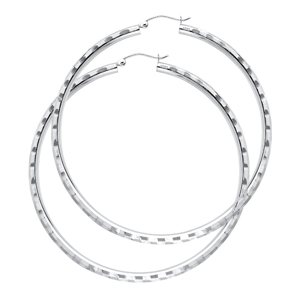 14K Yellow Gold Basic & Fancy Hoop Earring - ER1018