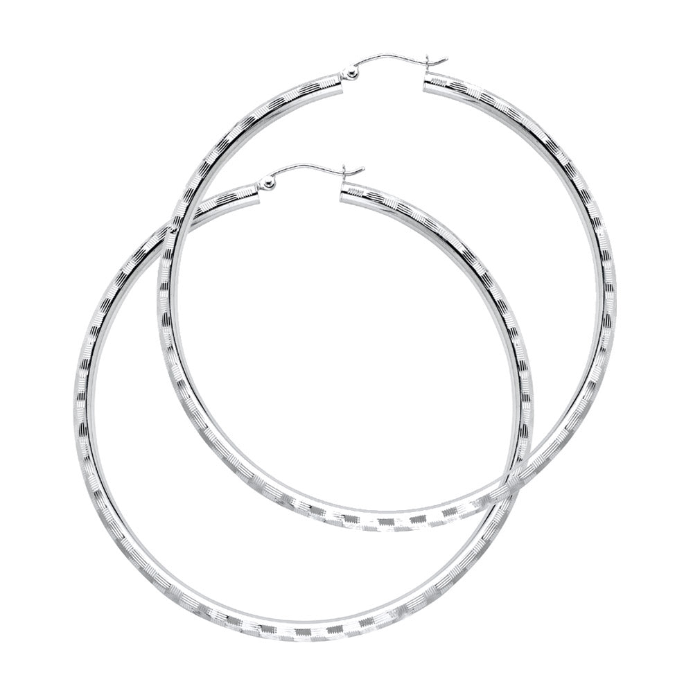 14K Yellow Gold Basic & Fancy Hoop Earring - ER1019