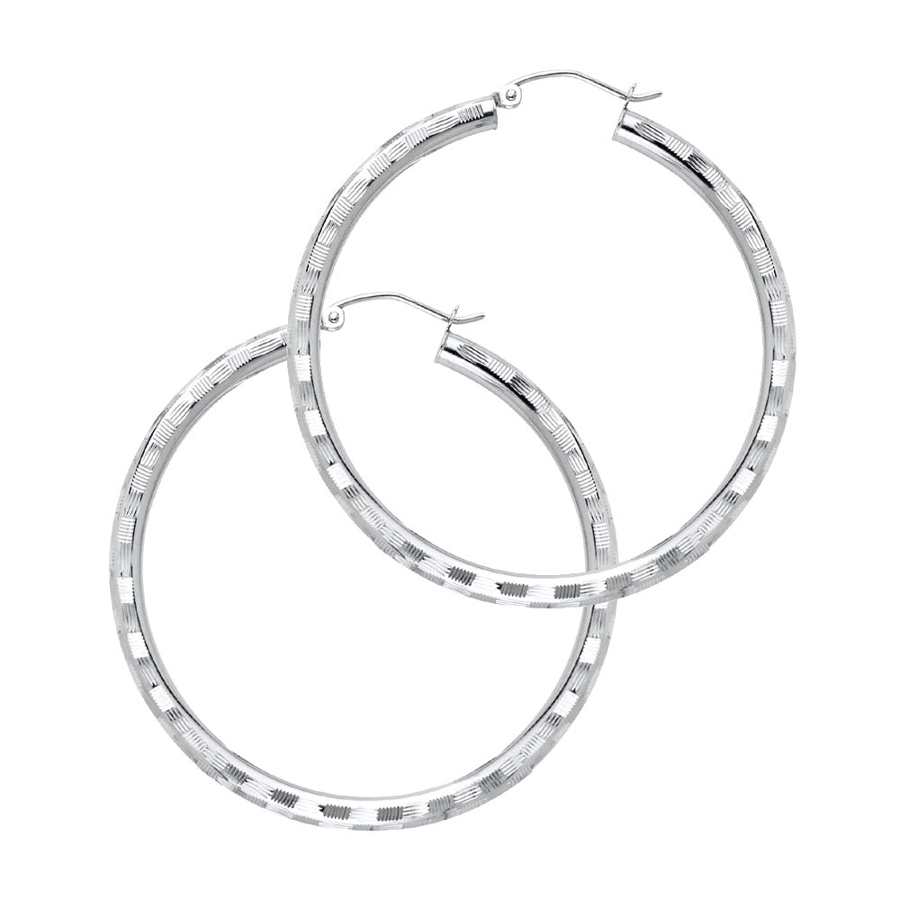14K Yellow Gold Basic & Fancy Hoop Earring - ER1020