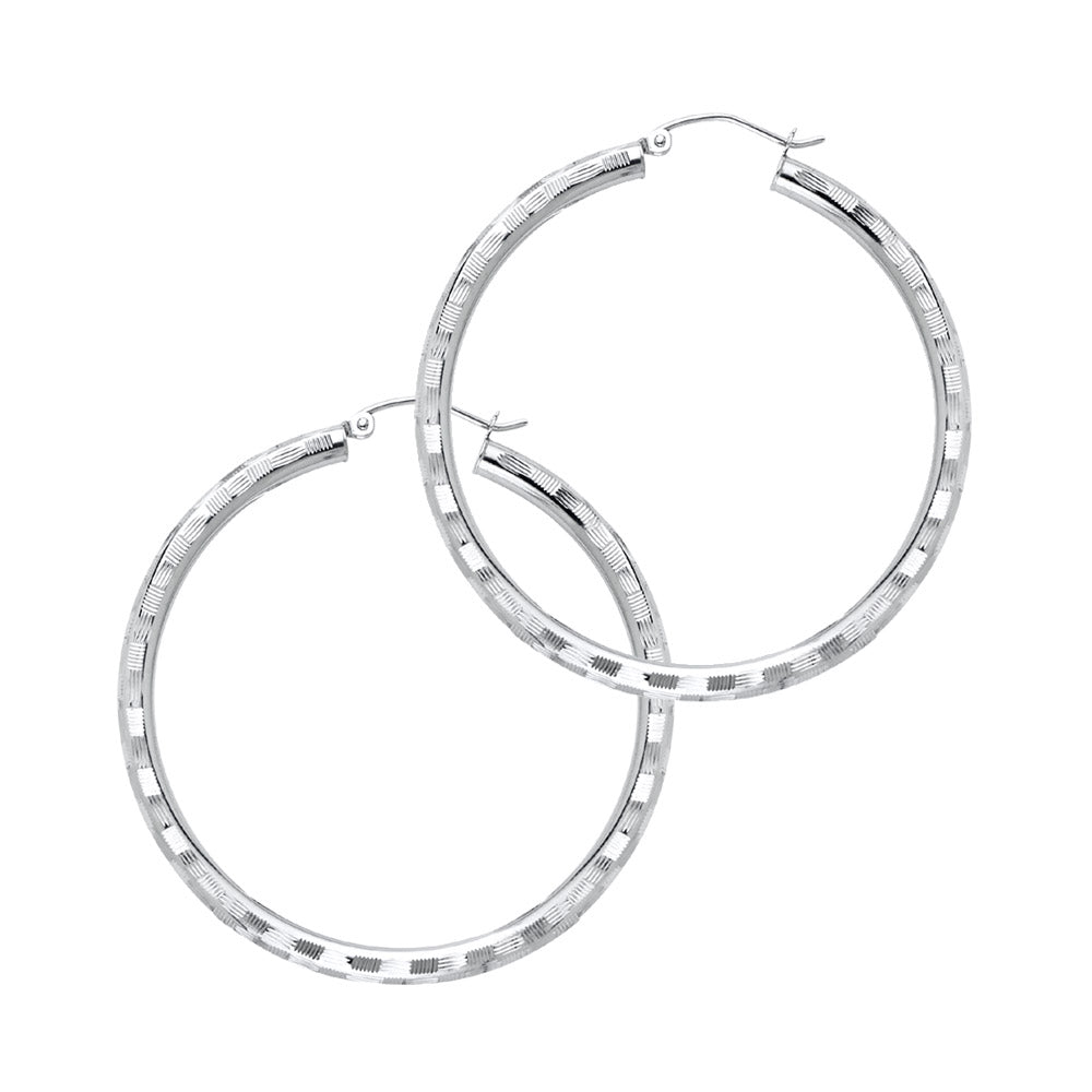 14K Yellow Gold Basic & Fancy Hoop Earring - ER1021