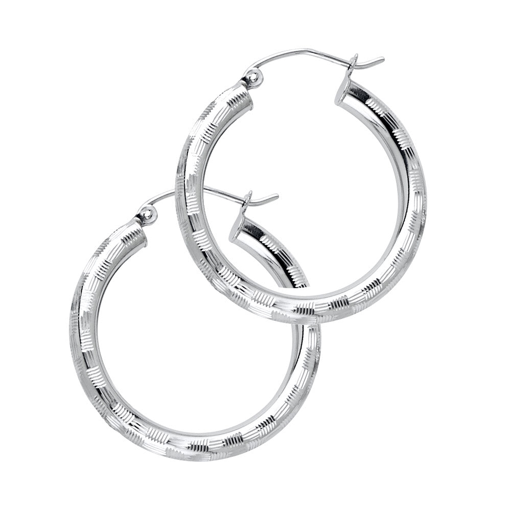 14K Yellow Gold Basic & Fancy Hoop Earring - ER1022