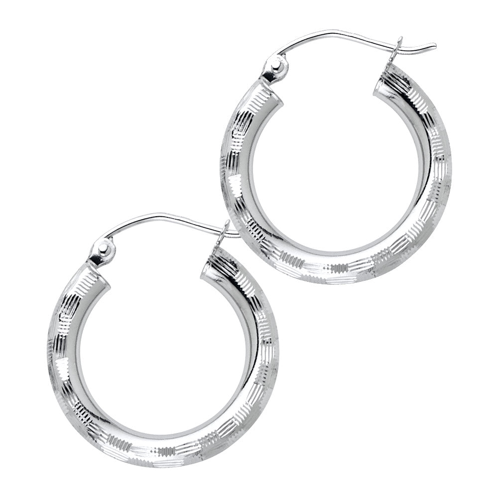 14K Yellow Gold Basic & Fancy Hoop Earring - ER1023