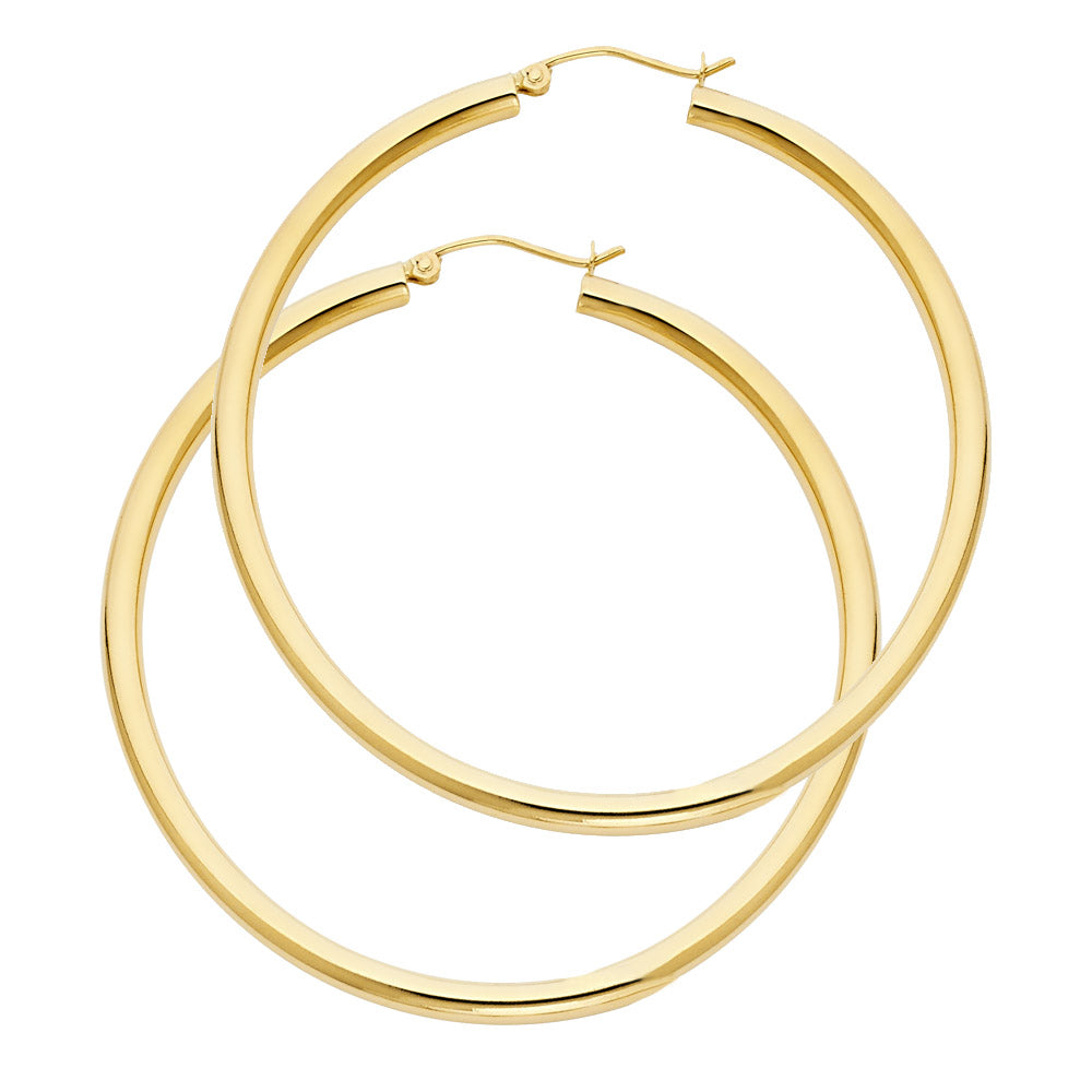14K Yellow Gold Basic & Fancy Hoop Earring 3mm - ER1024