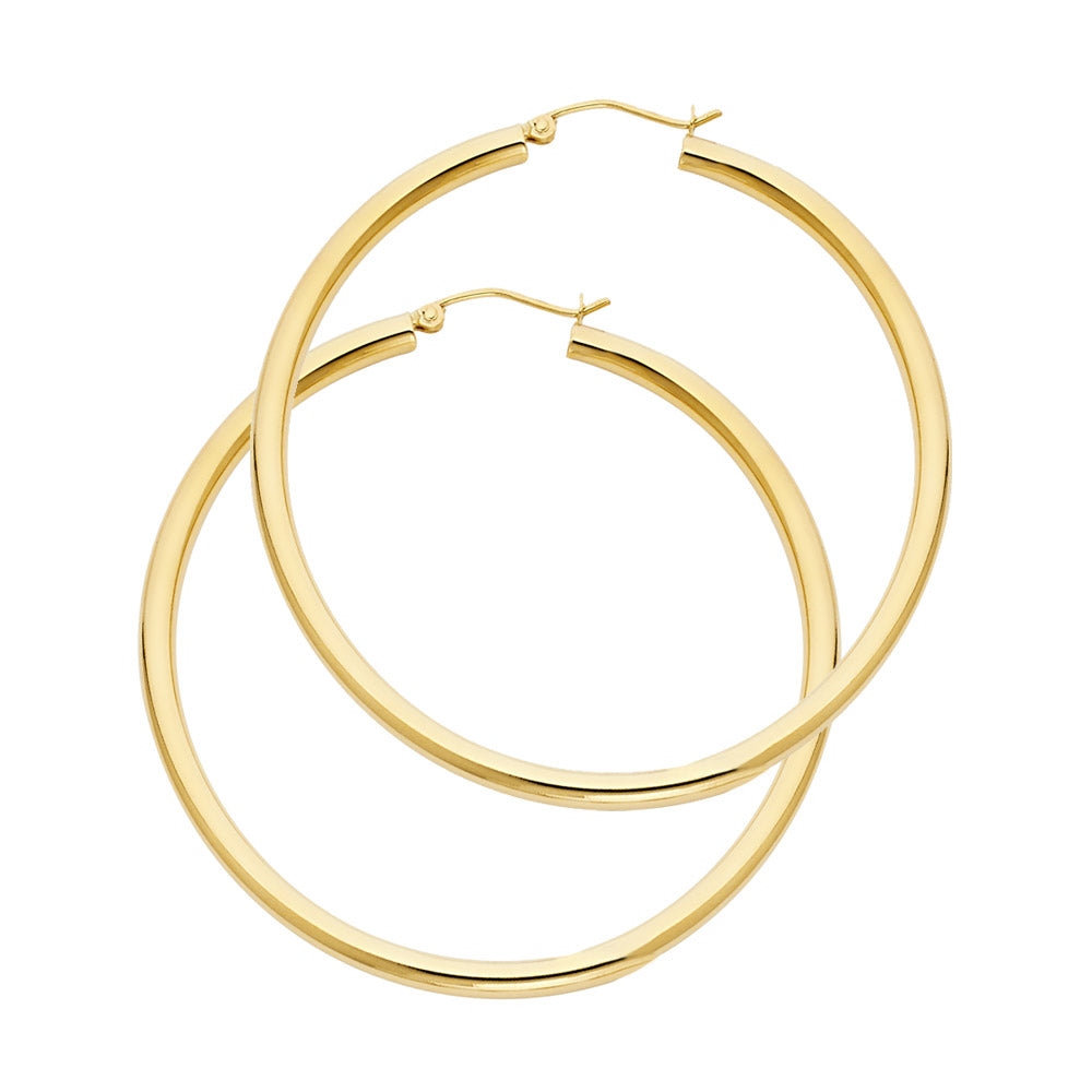 14K Yellow Gold Basic & Fancy Hoop Earring 3mm - ER1025